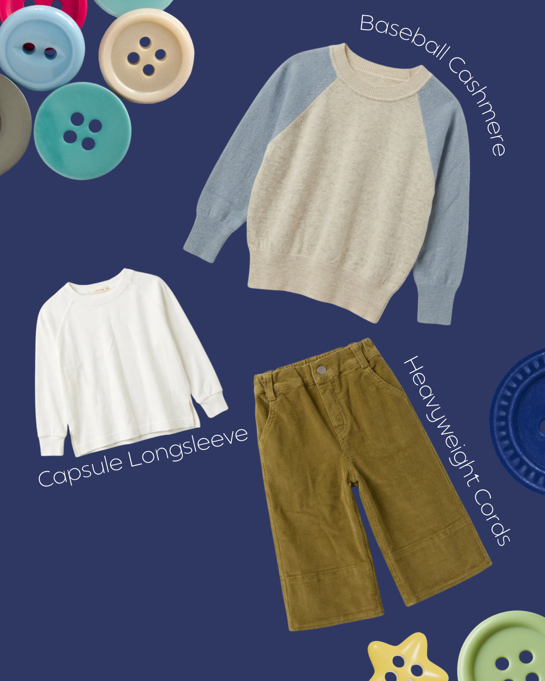 LOOK 03: Baseball Cashmere, Capsule Longsleeve, Heavyweight Cords