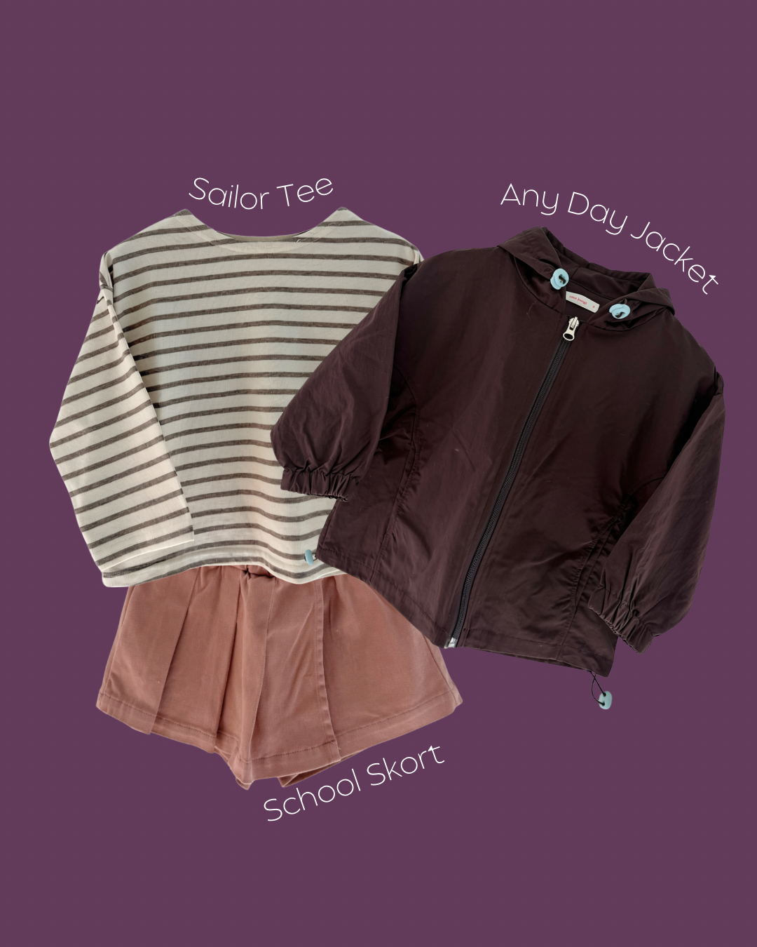 LOOK 01: Sailor Tee, Any Day Jacket, School Skort